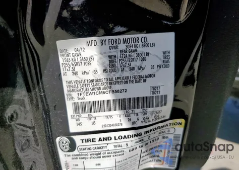 2012 Ford F150 Supercrew from USA, damaged, VIN 1FTEW1CM6CFB58272